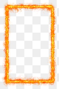 Orange png rectangle fire frame with transparent background