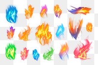 Png retro fire flame transparent graphic element collection