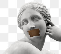 Statue Reclining Naiad png with tape on the lips