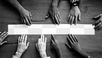 Grayscale diverse arms png touching on transparent banner