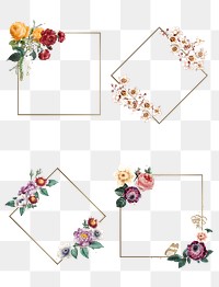 Elegant colorful spring roses bouquet png hand drawn illustration set
