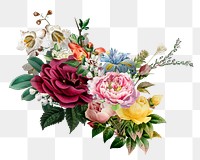 Elegant colorful spring flowers png bouquet hand drawn illustration
