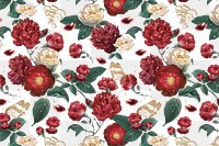 Floral Valentines red roses png pattern watercolor illustration