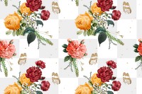 Vintage colorful roses pattern png background