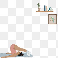 Hand drawn girl stretching png social media transparent background cute drawing
