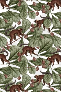 Jungle png lemur pattern background vintage animal illustration
