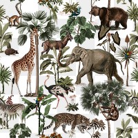 Wildlife seamless pattern png transparent background