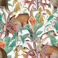 Kangaroo seamless pattern png transparent background in the jungle