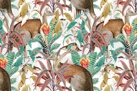 Jungle kangaroo png pattern background vintage animal illustration