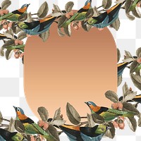 Bird pattern border png gold frame transparent background