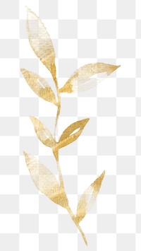 Luxury golden leaf sticker png