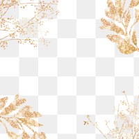 Glittery gold leaf border png transparent background