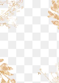 Glittery gold leaf border png transparent background