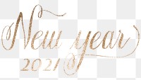 New year 2021 glittery sticker png in transparent background