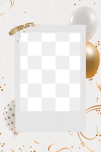 Festive instant photo frame png  festive balloon background