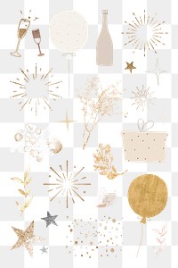 Glittery new year decoration png sticker set