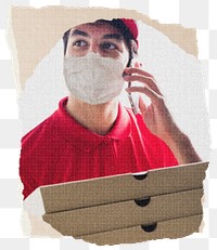 Delivery man delivering pizza png online food service