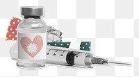 Vaccine vial mockup png with a needle syringe