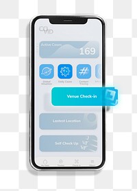 Smartphone screen mockup png with Covid 19 tracking app