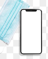 Smartphone screen mockup png with medical mask