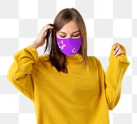 Girl png wearing face mask to prevent Covid 19