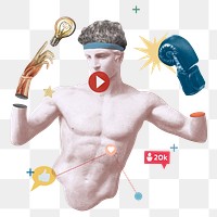 Creative png social media blogger Greek statue media mix post