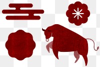 Lunar New Year 2021 png Ox Year stickers collection