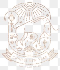 Chinese Ox Year gold png design element