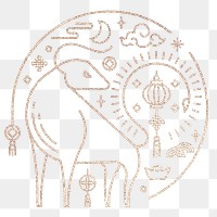 Chinese Ox Year gold png in transparent background