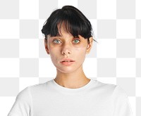 Woman  tan line png mockup face portrait on transparent background