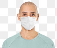 Man wearing mask png face closeup Covid-19 prevention campaign