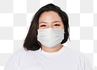 Woman wearing mask png face closeup Covid-19 photoshoot