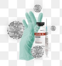 Covid-19 vaccine png with medical glove