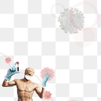 Male statue png background wearing mask and gloves holding test tube