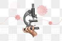 Hand holding microscope png design element