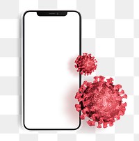 Smartphone png screen mockup with coronavirus