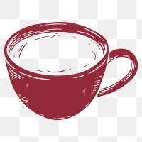 Coffee cup logo png in muted red tone business corporate identity illustration