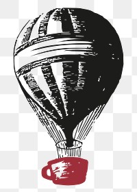Hot air balloon logo png with muted red coffee cup business corporate identity illustration