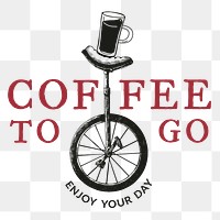 Coffee shop logo png business corporate identity with text and monocycle illustration