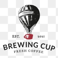 Coffee shop logo png business corporate identity with text and hot air balloon