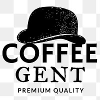 Coffee shop logo png business corporate identity with text and retro bowler hat