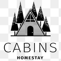 Hotel logo png business corporate identity with cabins homestay text