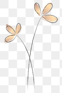 Png flower line art doodle with gold 