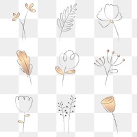 Png line art flower and leaf aesthetic 