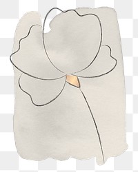 Png doodle flower with gray brush transparent background