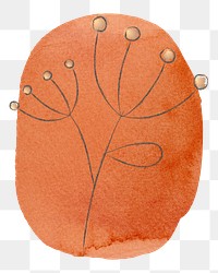 PNG orange patch with line art flower minimal aesthetic
