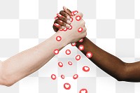 Diverse hands united png for social media campaign