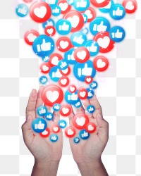 Social media png like and love icons