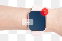 Smart watch screen png showing text message notification