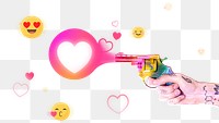 Heart social media reaction png person firing colorful gun media mix